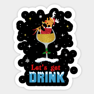 Reindeer Drink Wine Christmas Sticker